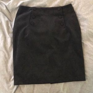 Black faux suede pencil skirt with buttons